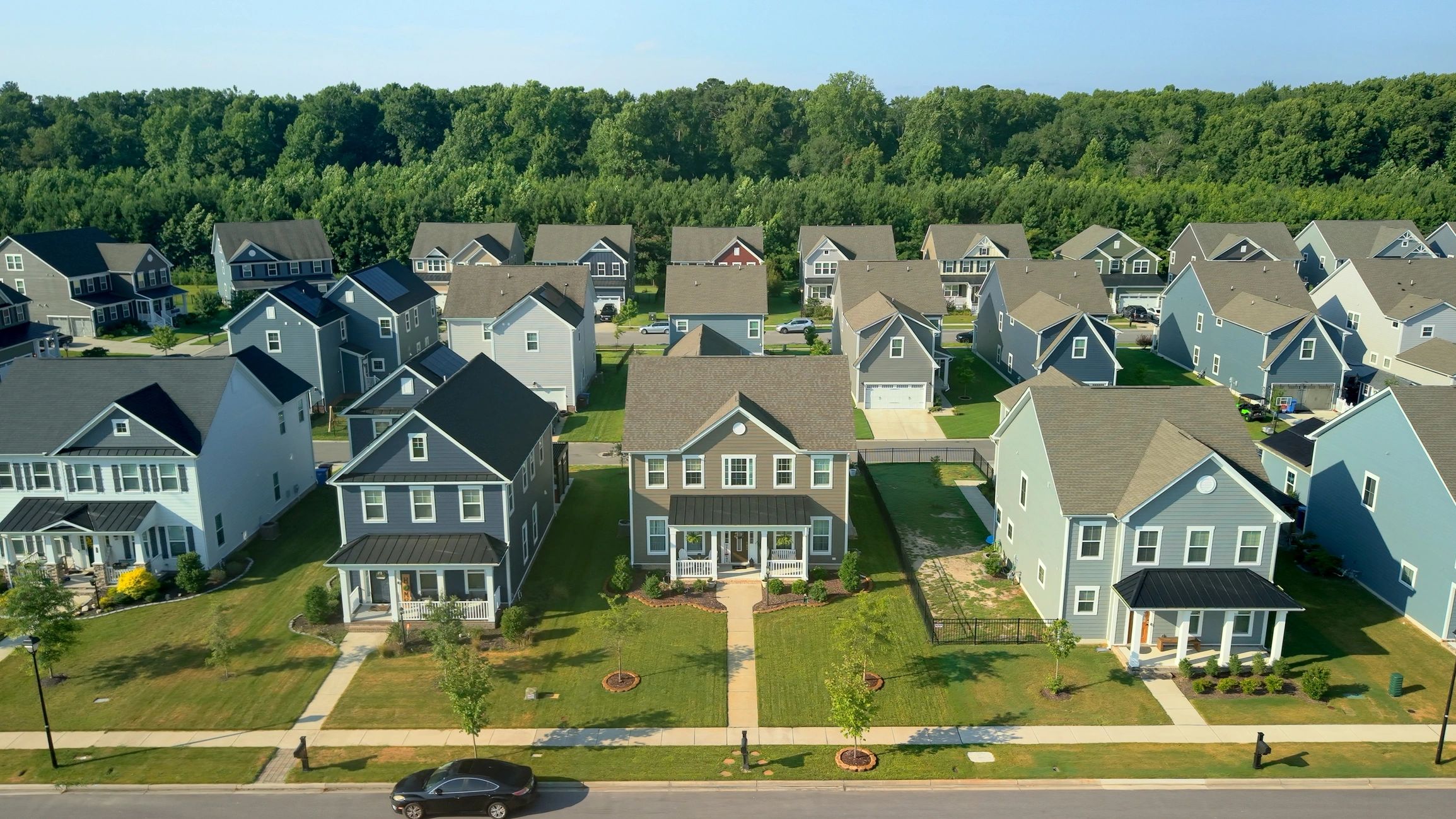 Wide view of a welcoming suburban neighborhood